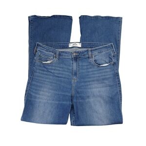 Hollister Curvy High-Rise Flare Jeans Medium Wash Blue Womens 18L W34L 355D3420